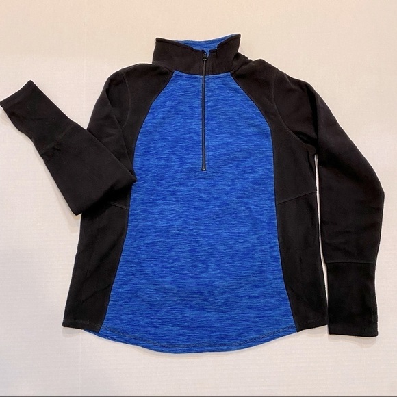 St. John’s Bay Women’s Active Quarter Zip Fleece Shirt. Blue Black. Medium - Picture 1 of 11